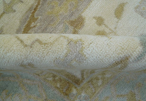 Hand Knotted Traditional Oushak Design Gray And Beige 8x10 Wool Rug