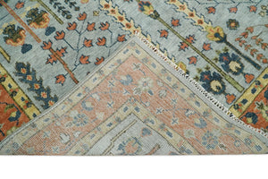 Hand Knotted Tree of Life Rust and Blue Traditional Turkish Design Wool Rug