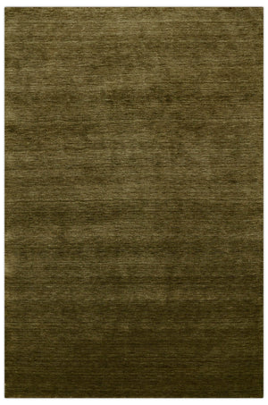 Hand Loomed Modern Green Solid Wool Area Rug