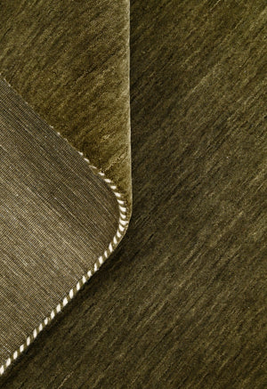 Hand Loomed Modern Green Solid Wool Area Rug