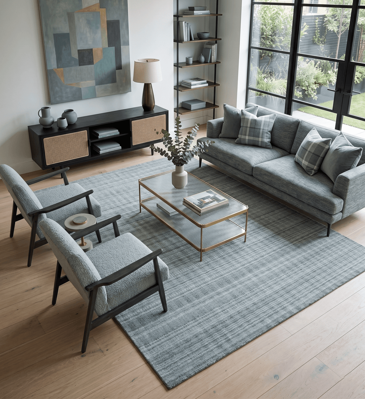 Hand Made 8x10 Modern Stripes Charcoal And Gray Blended Wool  Area Rug