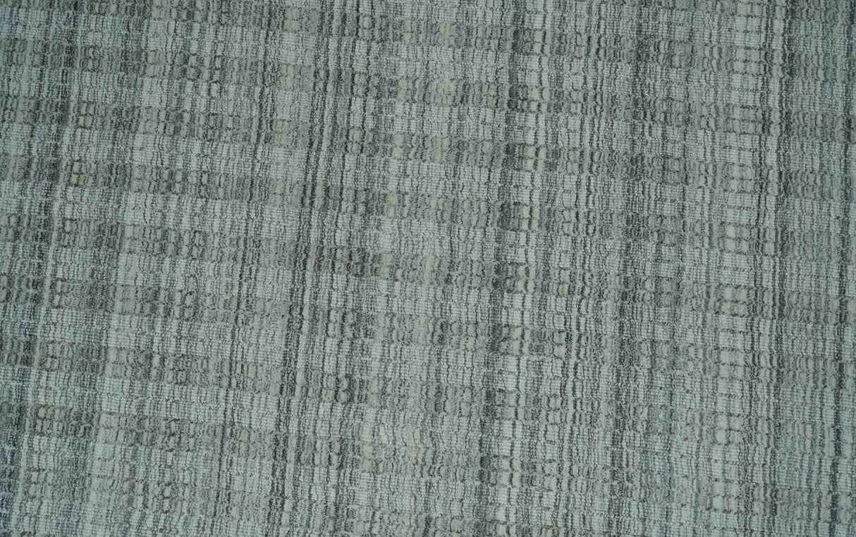 Hand Made 8x10 Modern Stripes Charcoal And Gray Blended Wool  Area Rug