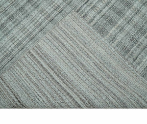Hand Made 8x10 Modern Stripes Charcoal And Gray Blended Wool  Area Rug
