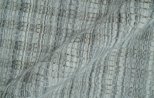 Hand Made 8x10 Modern Stripes Charcoal And Gray Blended Wool  Area Rug