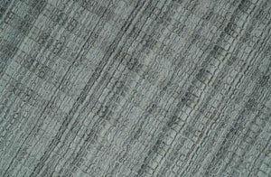 Hand Made 8x10 Modern Stripes Charcoal And Gray Blended Wool  Area Rug