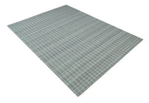 Hand Made 8x10 Modern Stripes Charcoal And Gray Blended Wool  Area Rug