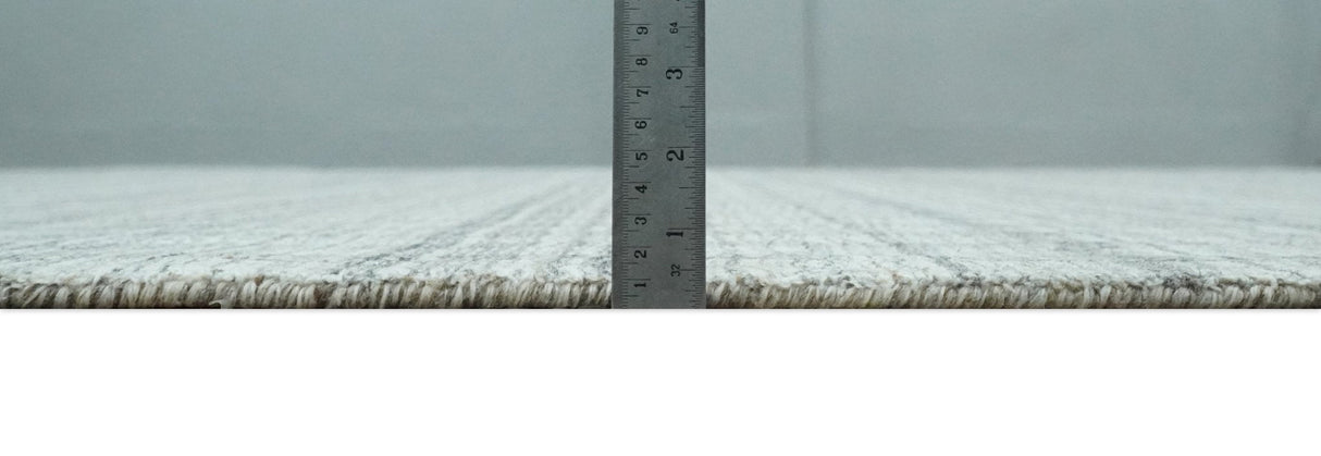 Hand Made 8x10 Modern Stripes Charcoal And Gray Blended Wool  Area Rug