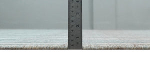 Hand Made 8x10 Modern Stripes Peach, Gray and Silver Blended Wool Area Rug
