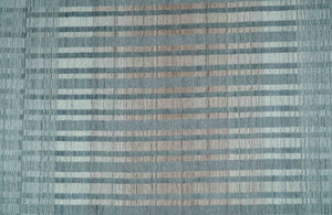 Hand Made 8x10 Modern Stripes Peach, Gray and Silver Blended Wool Area Rug