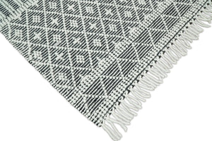 Modern Contemporary Hand Woven Black and White Wool Area Rug