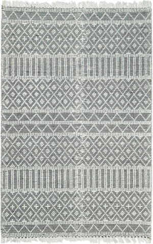 Modern Contemporary Hand Woven Black and White Wool Area Rug