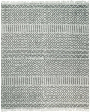Modern Contemporary Hand Woven Black and White Wool Area Rug