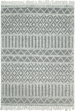 Modern Contemporary Hand Woven Black and White Wool Area Rug
