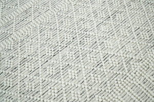 Modern Geometrical White Dhurrie Wool Area Rug