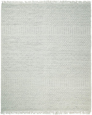 Modern Geometrical White Dhurrie Wool Area Rug