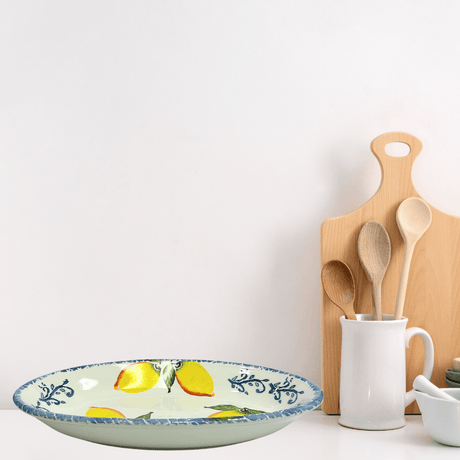 Hand Painted Italian Ceramic Oval Platter - Scalloped Lemons - Tuesday Morning - Serving Platters