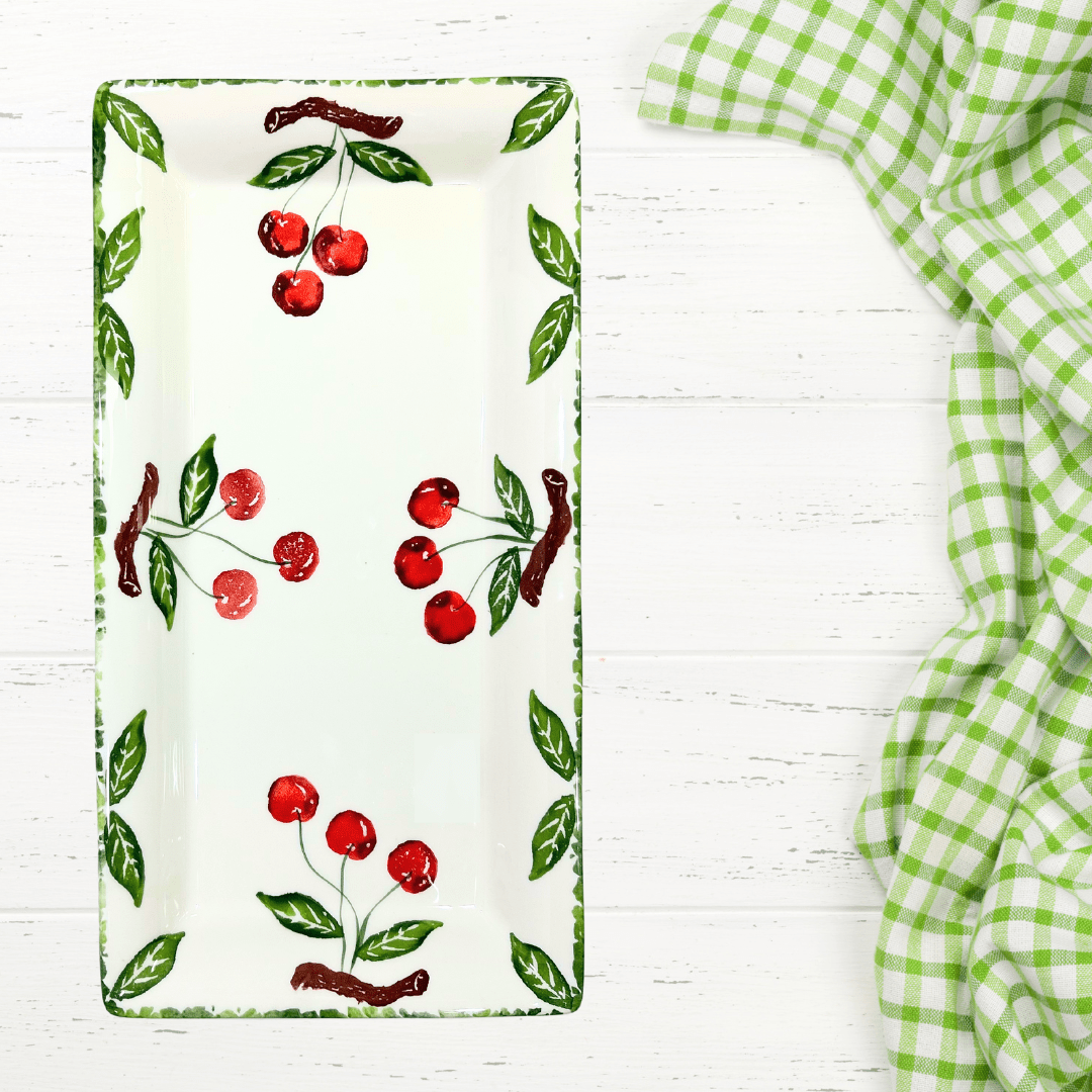 Hand Painted Italian Ceramic Rectangular Platter Cherry - Tuesday Morning - Serving Platters