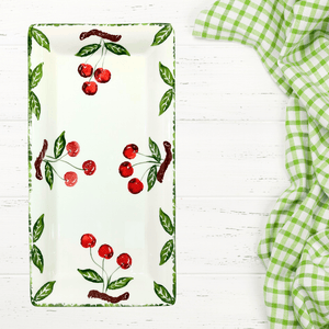 Hand Painted Italian Ceramic Rectangular Platter Cherry - Tuesday Morning - Serving Platters