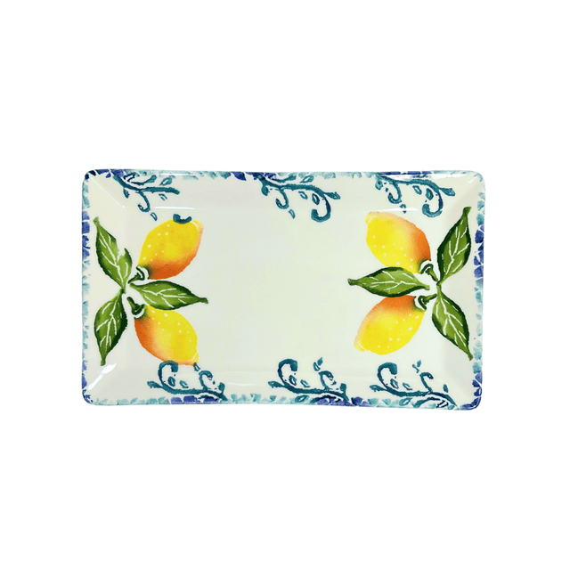 Hand-Painted-Italian-Ceramic-Rectangular-Platter-Lemons-Serving-Platters