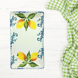 Hand Painted Italian Ceramic Rectangular Platter Lemons - Tuesday Morning - Serving Platters