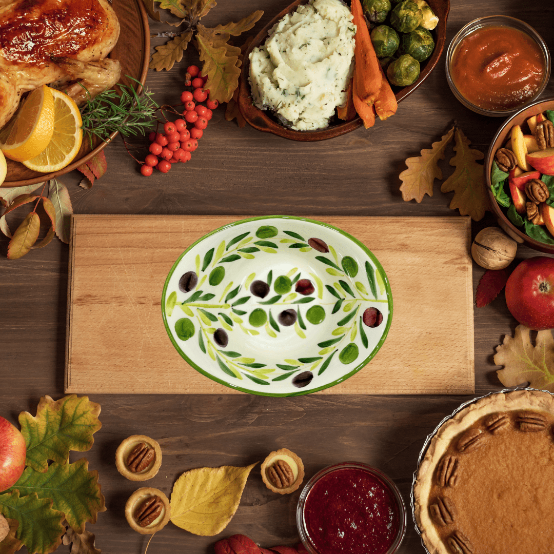 Hand Painted Italian Ceramic Round Platter Pomegranate - Tuesday Morning - Serving Platters