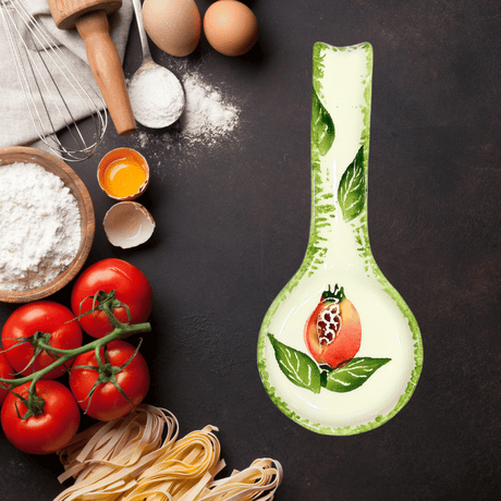 Hand-Painted-Italian-Ceramic-Spoon-Rest-Pomegranate-Spoon-Rests