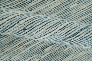 Hand Tufted Woolen Modern White and Blue Custom Made Area Rug