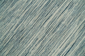 Hand Tufted Woolen Modern White and Blue Custom Made Area Rug