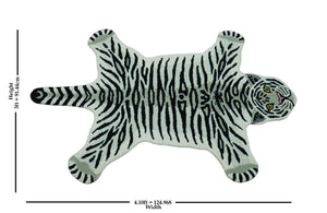 Hand Tufted 3x5 Black And White Animal Tiger Wool Area Rug