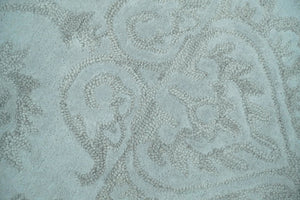 Contemporary Hand Tufted Silver and Blue Modern Wool Area Rug