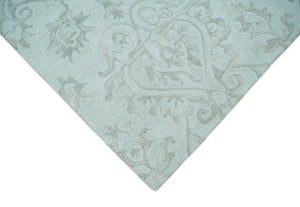 Contemporary Hand Tufted Silver and Blue Modern Wool Area Rug