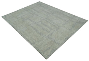 Hand Tufted 8x10 Ivory, Olive and Charcoal Modern Abstract Stripes Design Rug