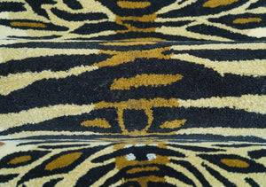 Hand Tufted Animal Tiger Black 3x5 Wool Area Rug