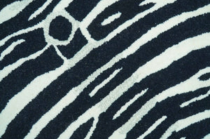 Hand Tufted Animal Zebra Black 3x5 Wool Area Rug