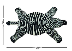 Hand Tufted Animal Zebra Black 3x5 Wool Area Rug