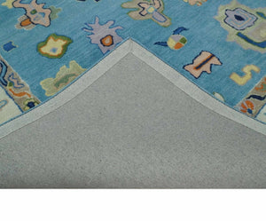 Hand Tufted Blue and Ivory Multi Size Modern Colorful Oushak Rug
