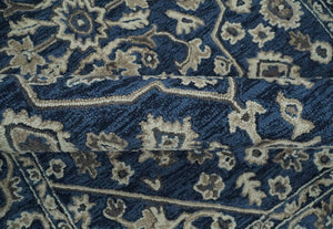 Hand Tufted Blue, Beige and Ivory 5x8 Heriz Serapi style Rug, Kids, Living Room and Bedroom Rug | TRD644158S