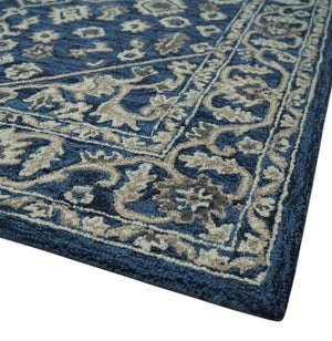 Hand Tufted Blue, Beige and Ivory 5x8 Heriz Serapi style Rug, Kids, Living Room and Bedroom Rug | TRD644158S