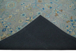 Hand Tufted Gray, Beige and Accent Blue Multi Size 8x10 Traditional Herati Design Wool Rug