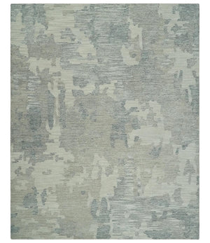 Hand Tufted Ivory, Beige and Charcoal Modern Abstract Design 8x10 Rug