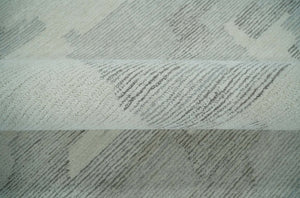 Hand Tufted Ivory, Silver and Blue Modern Abstract Custom Made wool Rug