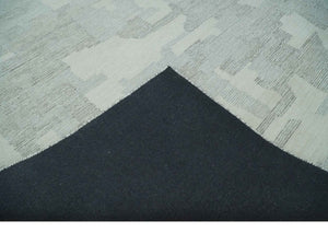 Hand Tufted Ivory, Silver and Blue Modern Abstract Custom Made wool Rug