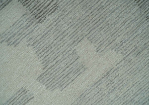 Hand Tufted Ivory, Silver and Blue Modern Abstract Custom Made wool Rug