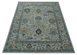 Hand Tufted Silver and Blue Donegal Oushak Rug, Multi Size Living Room and Bedroom Rug