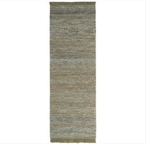 Hand Woven Natural Fiber Jute and Wool Silver and Brown Rug
