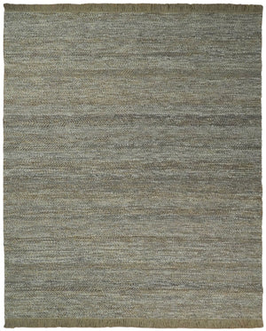 Hand Woven Natural Fiber Jute and Wool Silver and Brown Rug