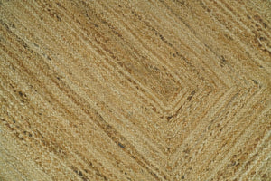 Hand Woven Natural Fiber White and Brown Natural Jute Rug