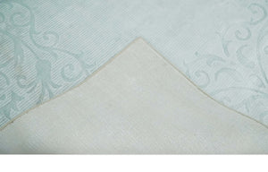 2.6x10 and 5x8 Hand Woven and Carved Silver and Gray Floral Art Silk Rug