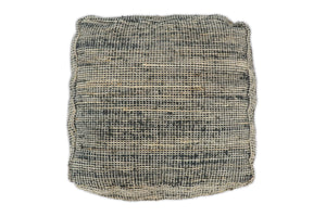 Hand Woven Boho Natural Large Black and Beige Jute Pouf