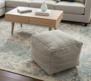 Hand Woven Boho Natural Large Gray and Brown Jute Pouf